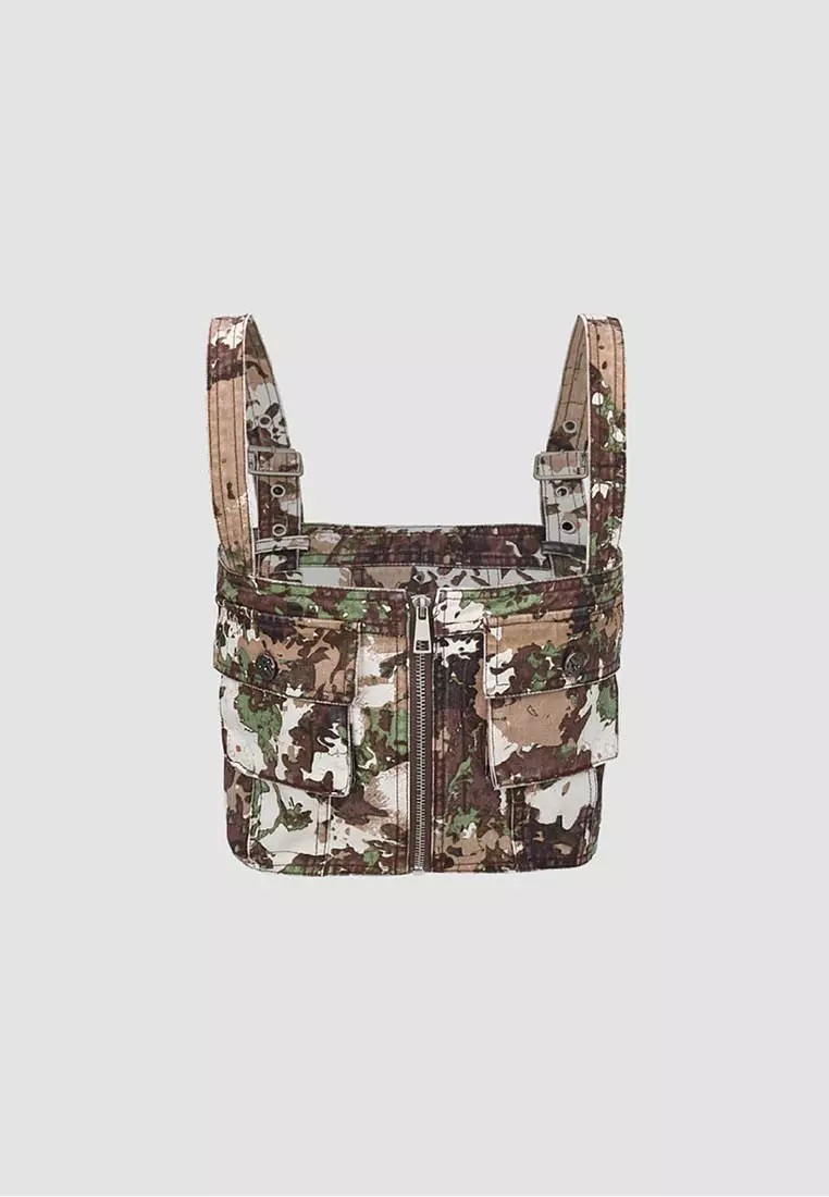 无袖袖一字领开襟衬衫