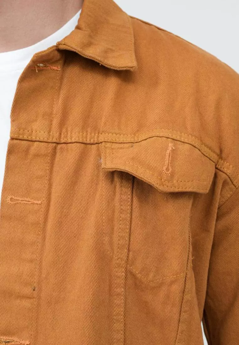 Jaket Jeans Pria Polos Tebal Dilan Jaket Denim Mustard