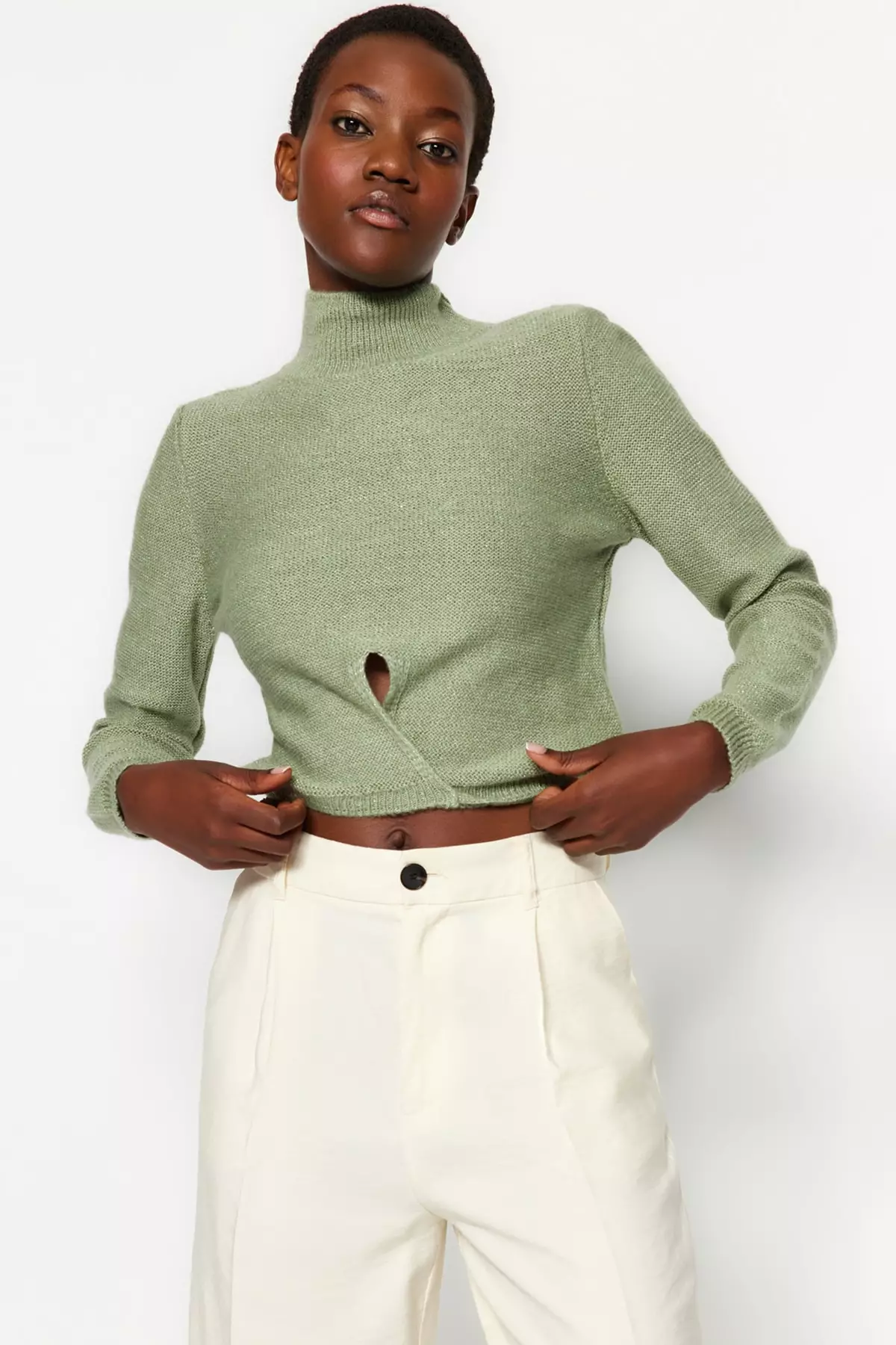 Cropped discount tie sweater