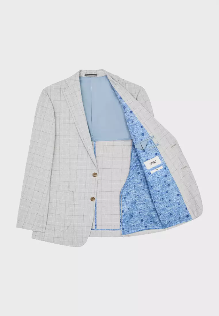 Light Grey Check Slim Suit