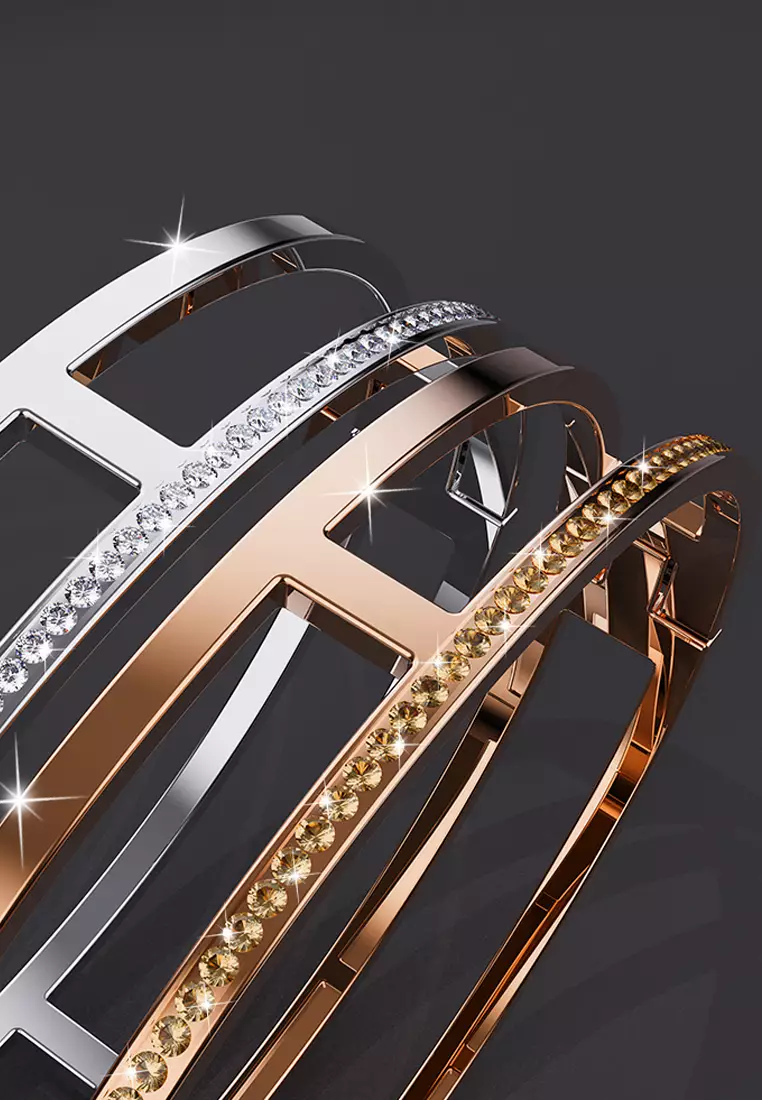 Lucky Dimension Cuff Stainless Steel Bangle in Rose Gold