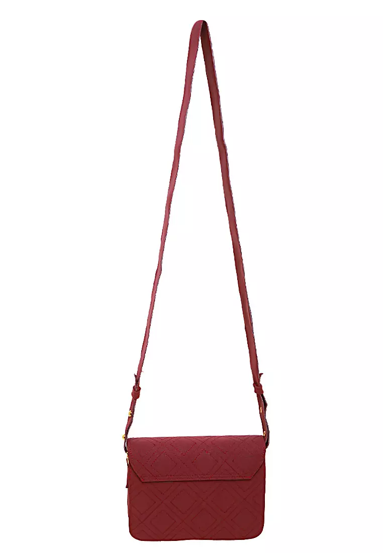 Fizva Tas Selempang Wanita Design Simple Tali Panjang Quality Premium - Maroon