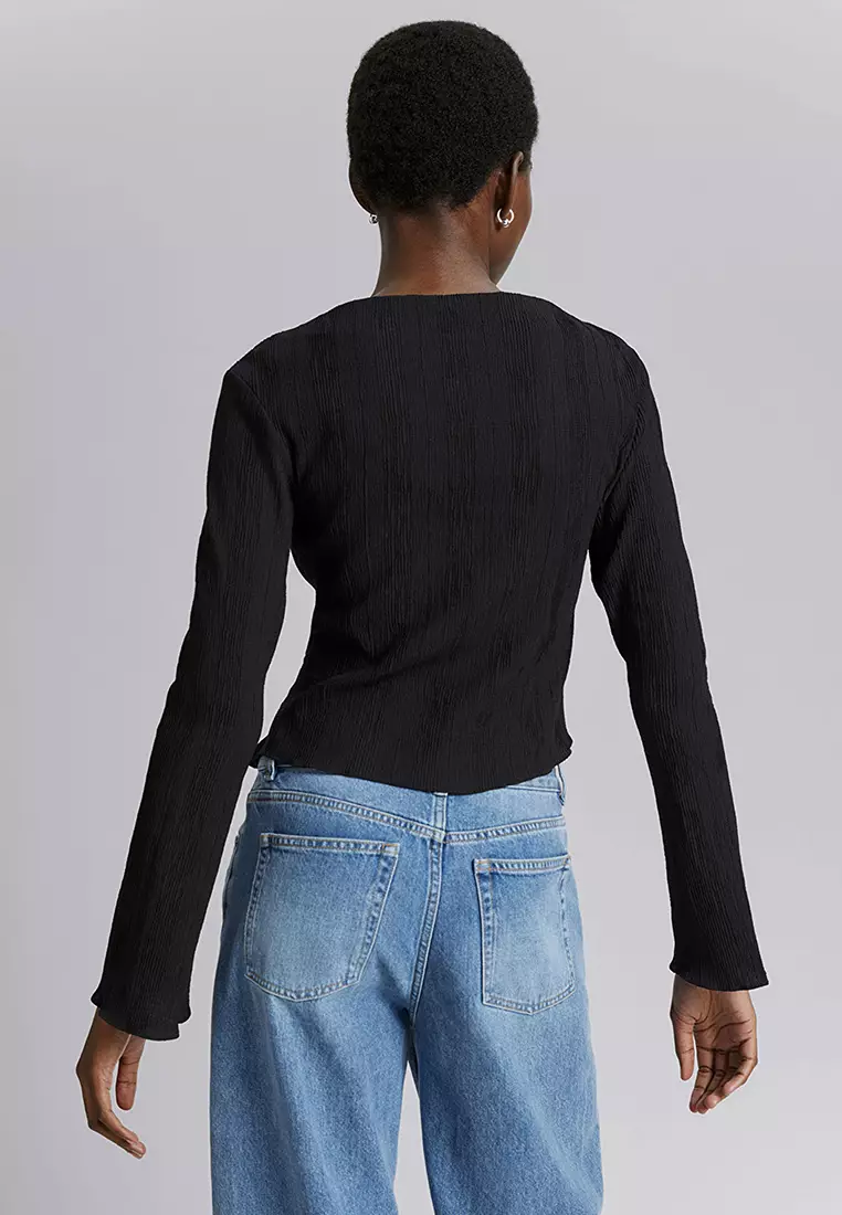 Cropped Asymmetric Frilled Top