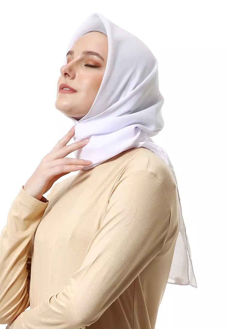 Vierra Jilbab Segiempat Paris Polos Premium Best Style - Putih
