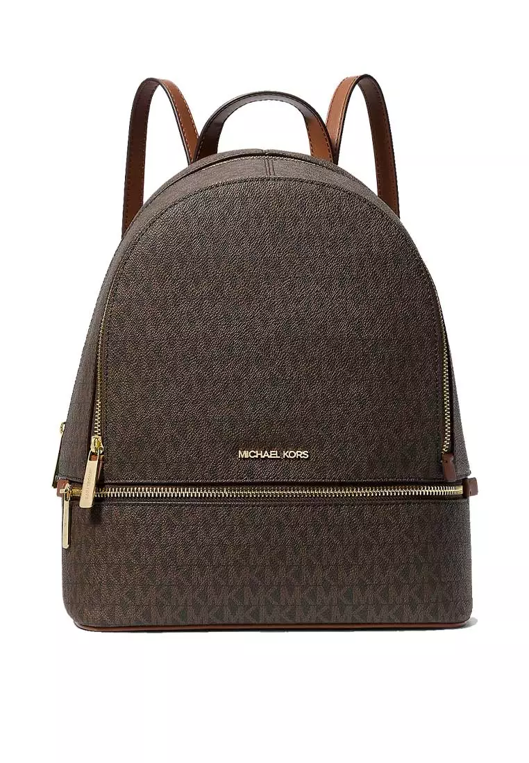 Rhea Medium Signature Logo Backpack Brown 35S5GRAB2B