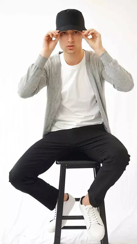 Houseofcuff Bucket Hat Topi Polos Bolak balik Biru muda - Hitam - Birumuda- Hitam