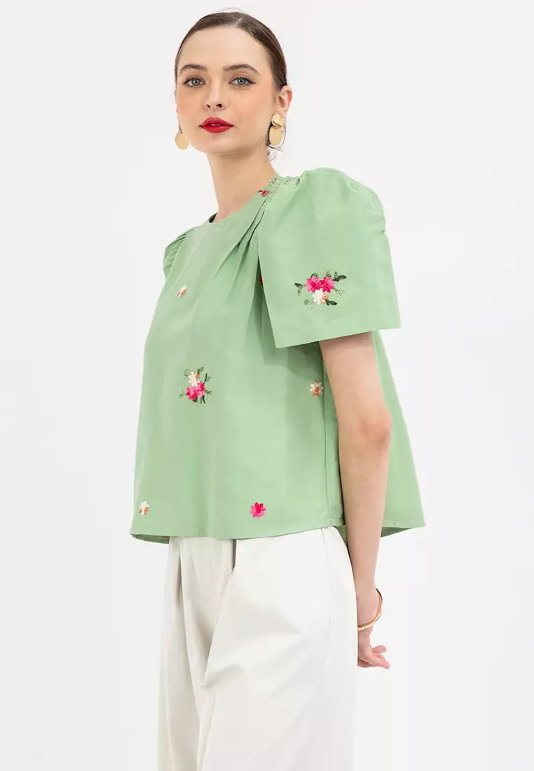 AMIHAN Filipiniana Side Pleated Blouse