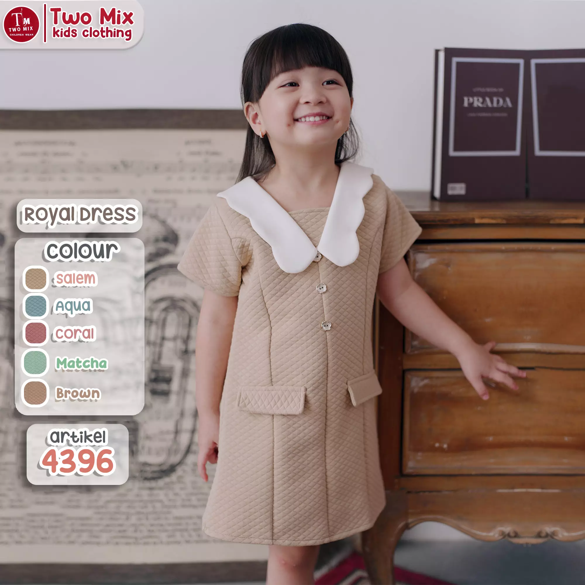 Two Mix - Royal Dress Anak Perempuan - Gaun Anak Cewek Fashion 1-8 Tahun 4396 Warna Matcha