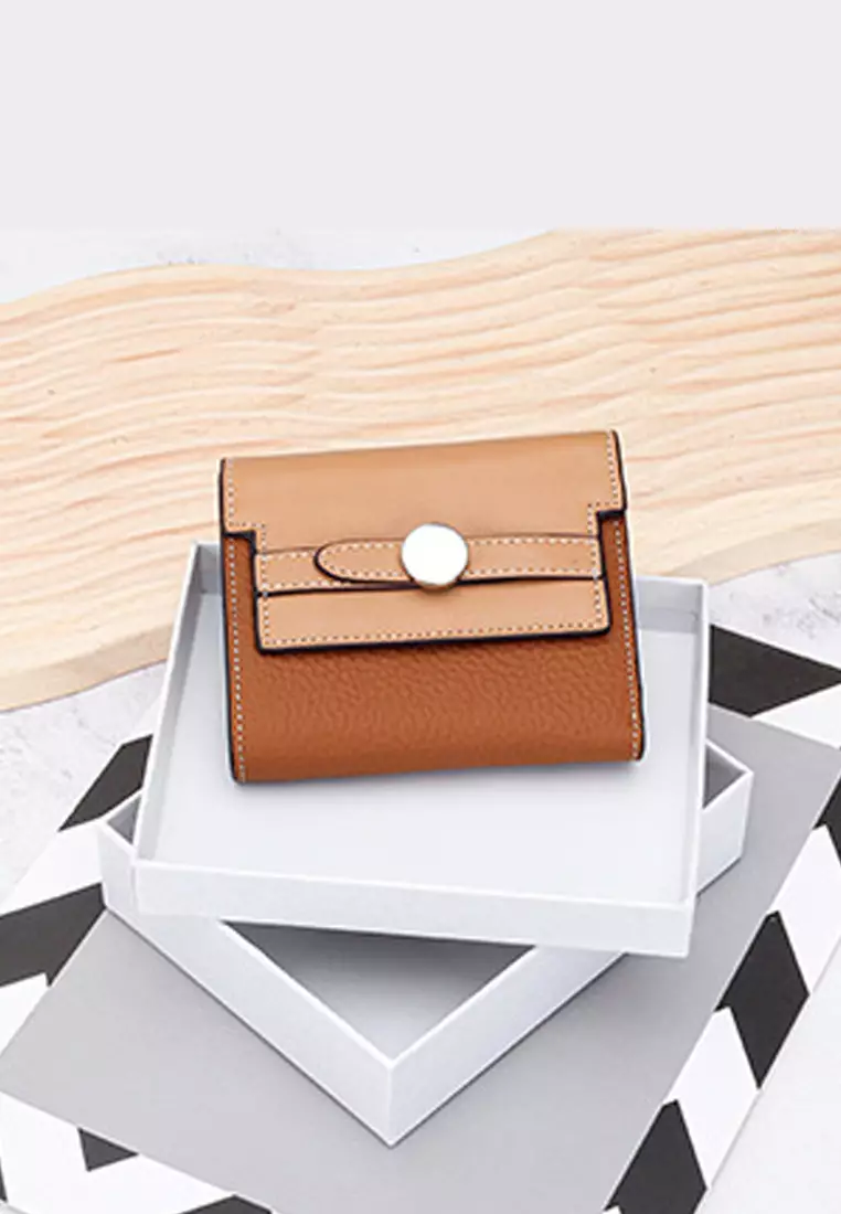 Texture Patching Full Grain Leather Trifold Wallet JW YT-2319