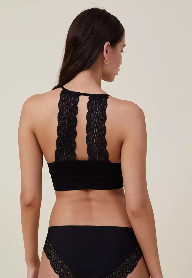 Buy Cotton On Body Seamless Lace Longline Padded Bralette in Black 2024  Online