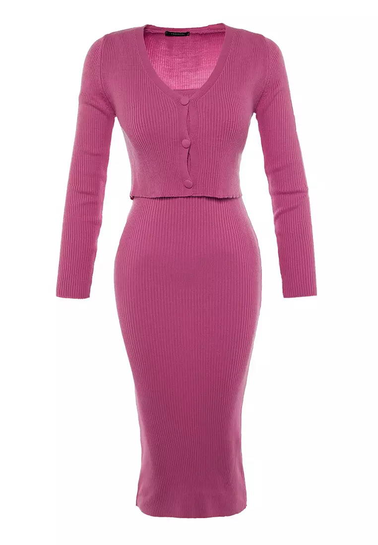 Cardigan-Dress Knitwear Suit