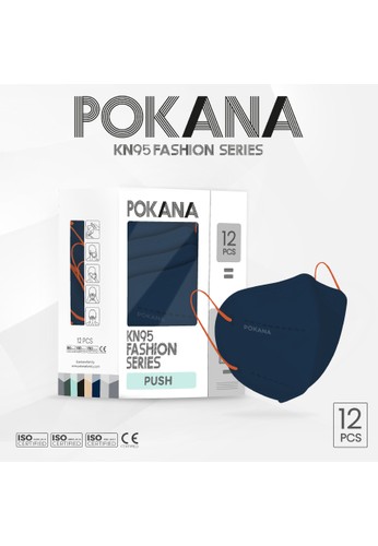 Pokana POKANA KN95 6-ply FASHION SERIES Earloop Surgical Face Mask – Navy Vibrant Orange 8B048ES95F338BGS_1