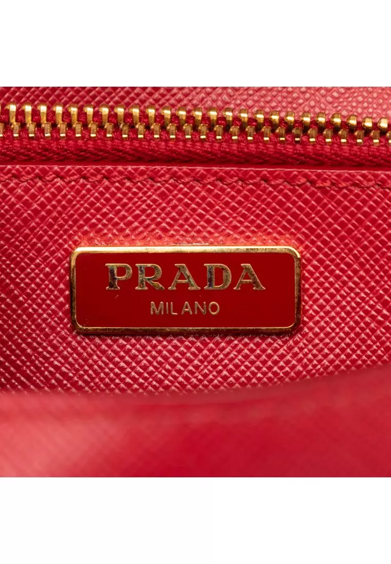 Pre-Loved Prada Saffiano Lux Bow Wallet On Strap