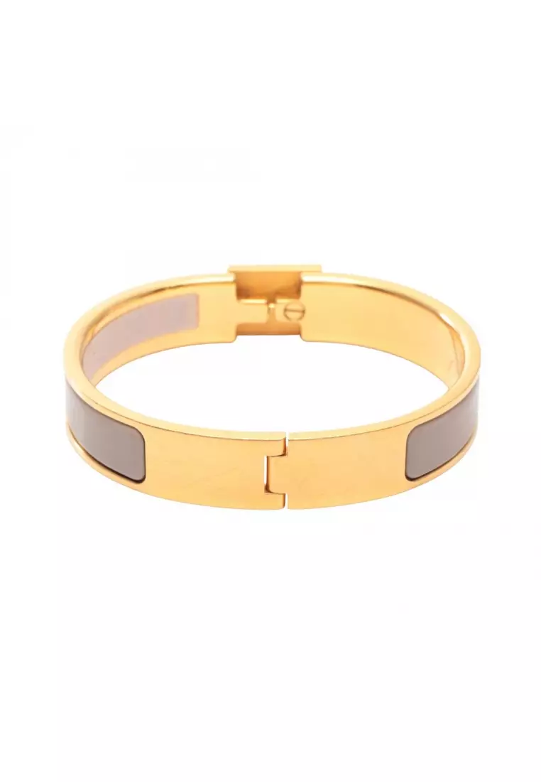 Pre-Loved Hermès Click Cadena PM bangle GP gold beige