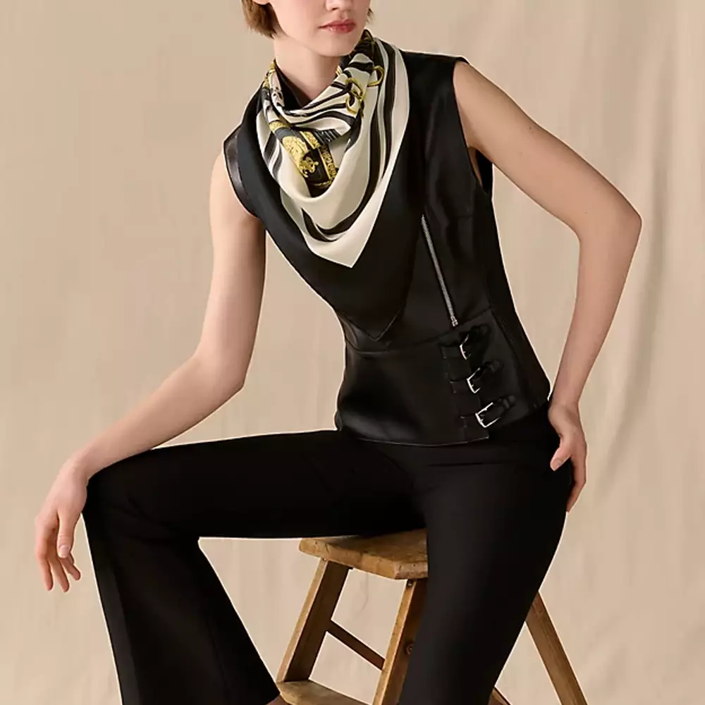 Brides de Gala Forever Silk Scarf 90 Noir / Crème / Gold