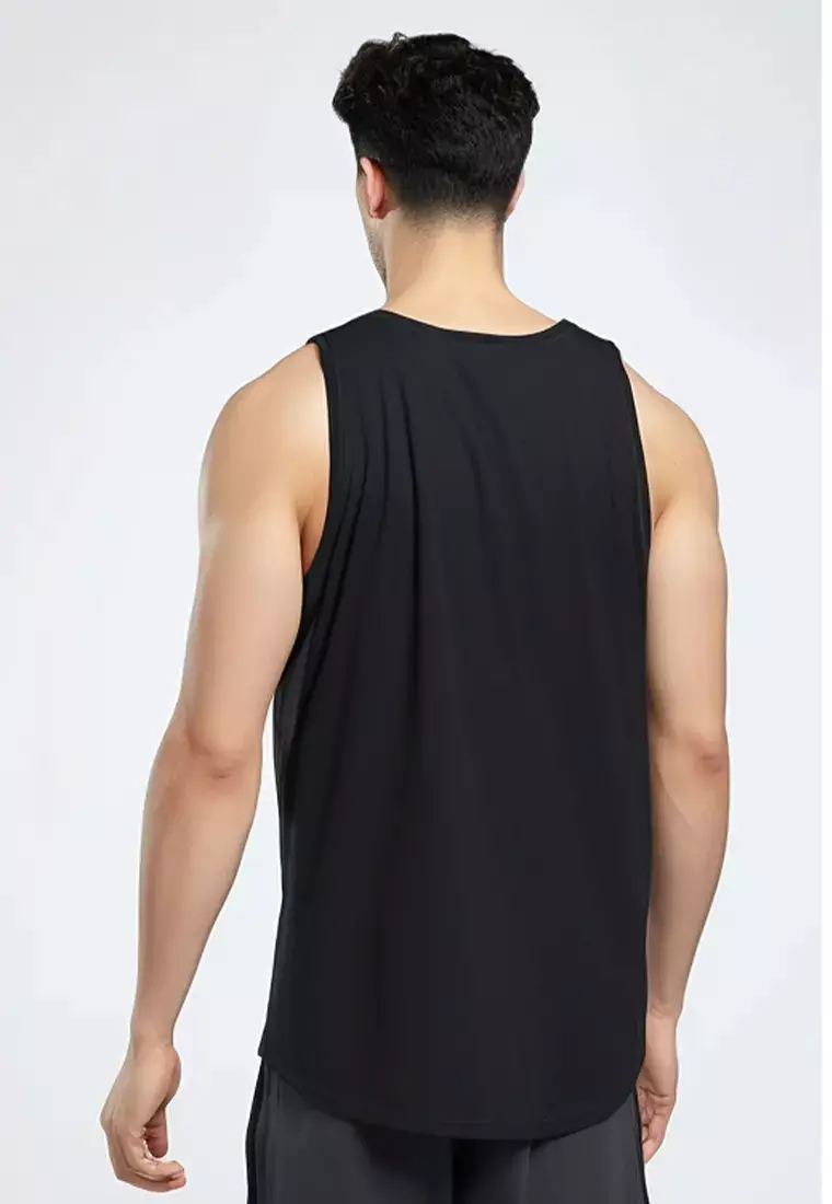 MSA51 Kaos Lari Gym Kutung Sleeveless Tank top drifit hitam "td active track outline"
