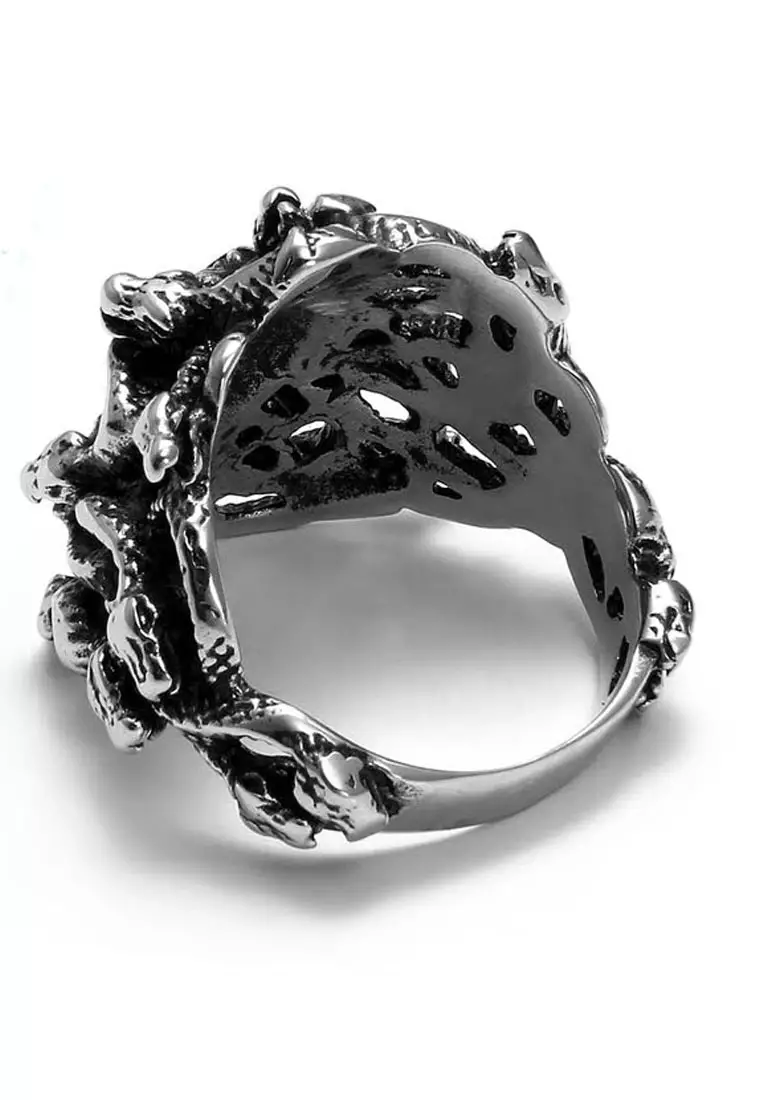 Men's Accessories Medusa Face  Premium Stainless-Steel Cincin Pria Ring Silver