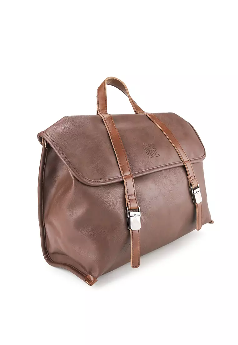 Distressed Leather Atlas Convertible Messenger Backpack