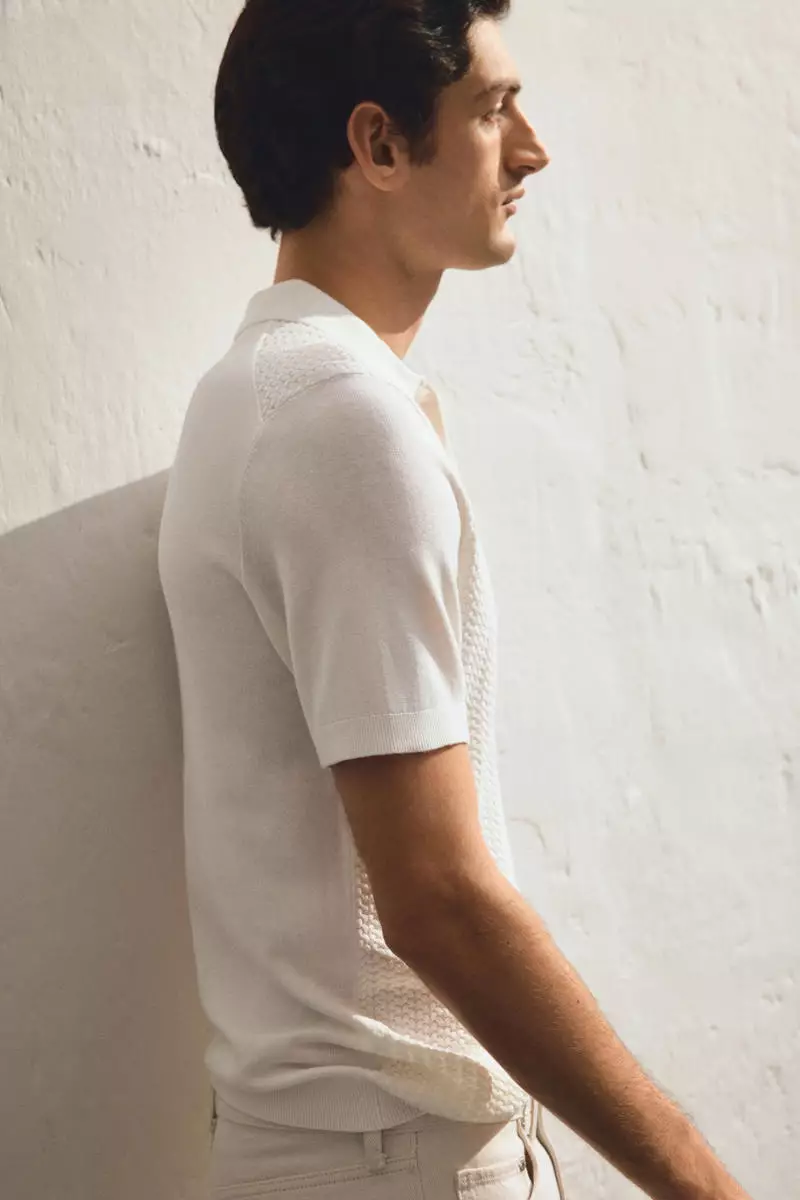 Slim Fit Cable-knit polo shirt