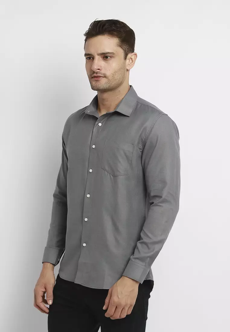 MAGINOT EMELYN CHARCOAL Kemeja Casual Slim Fit Lengan Panjang