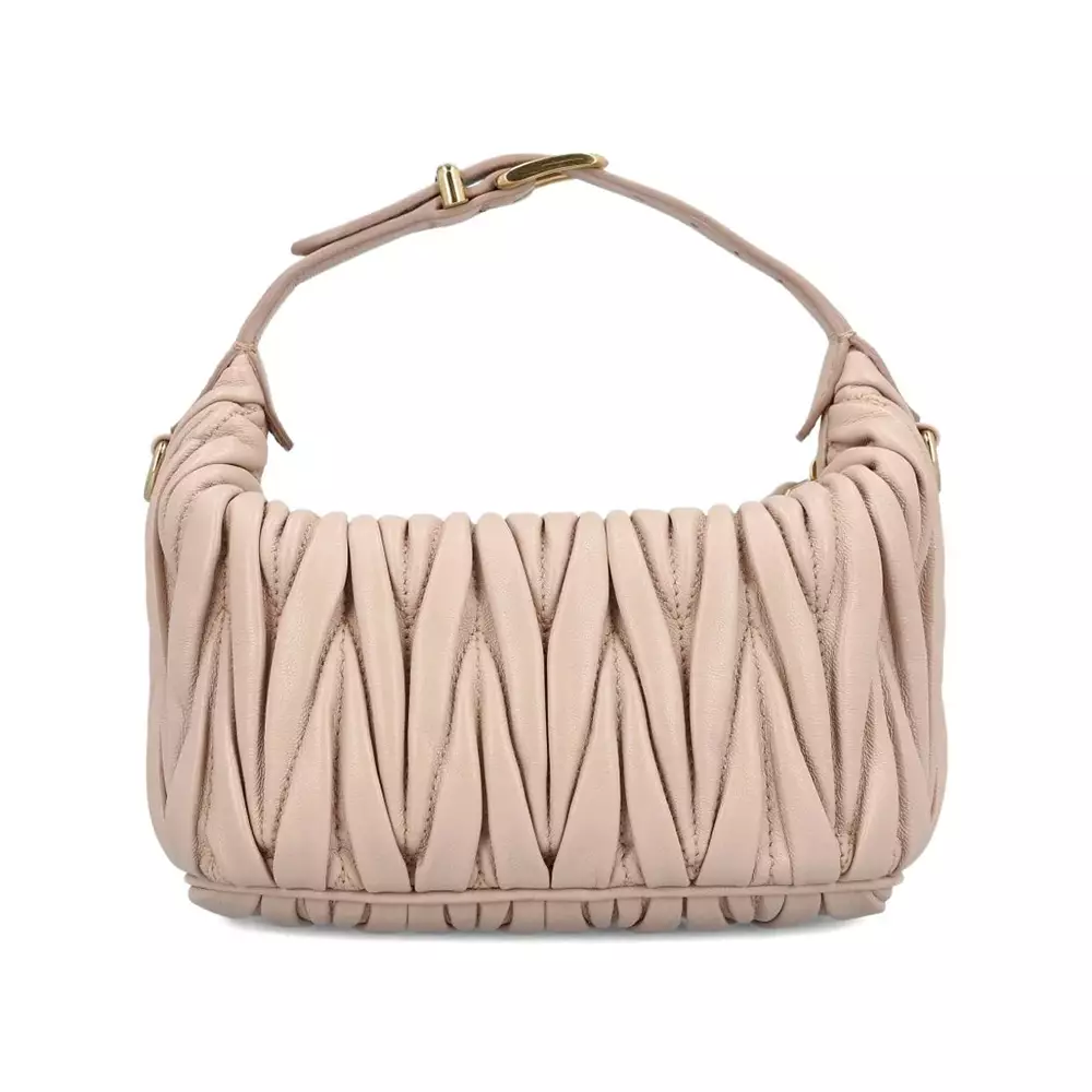 Matelassé Nappa Leather Pouch Handbag Powder Pink