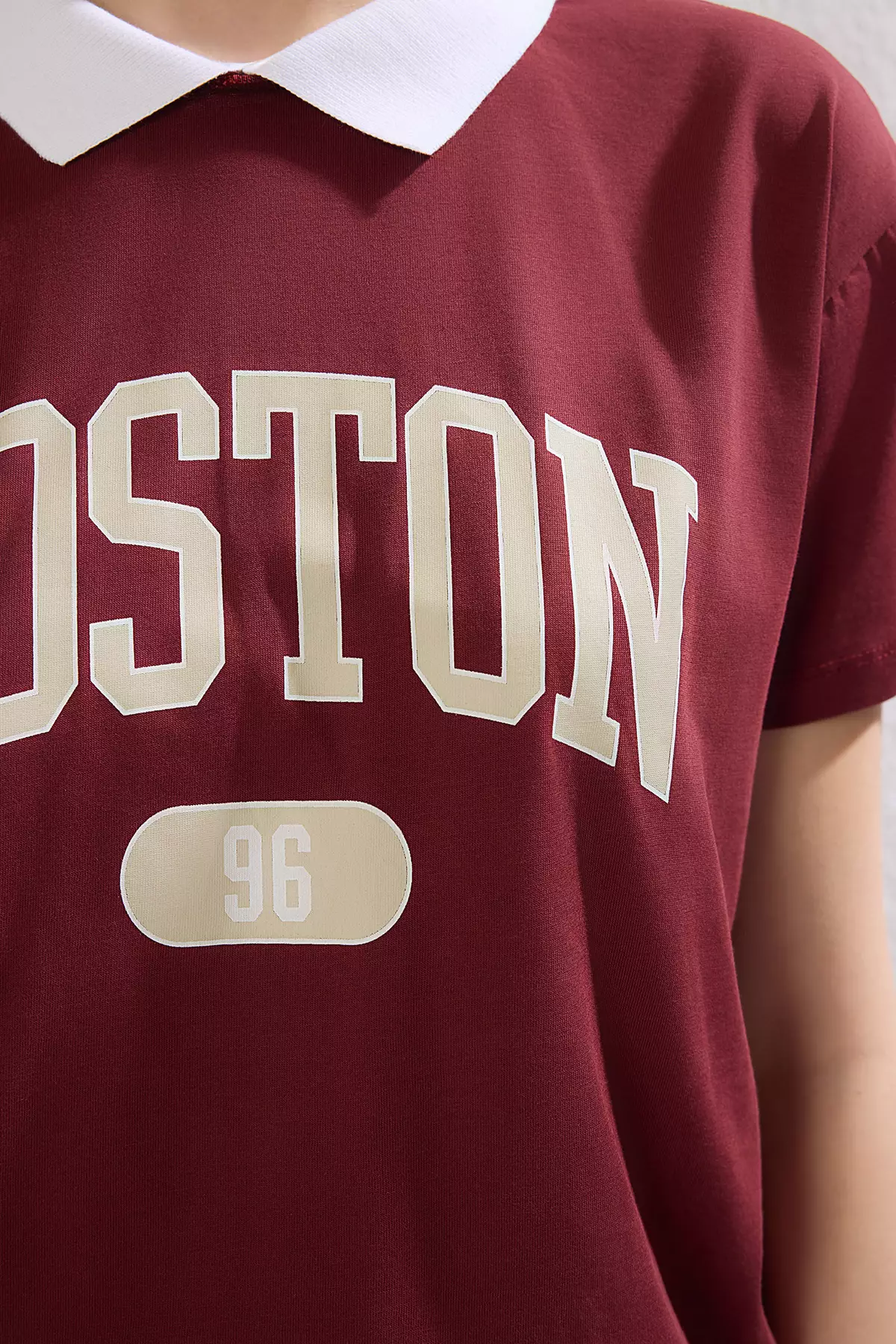 Brown 100% Cotton City Printed Relaxed Cut Basic Polo Collar Knitted T-Shirt TWOSS21TS3424