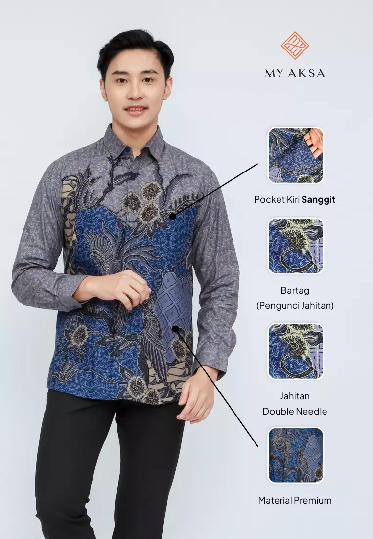 My Aksa Batik Pria Kemeja Panjang Ernest Elena