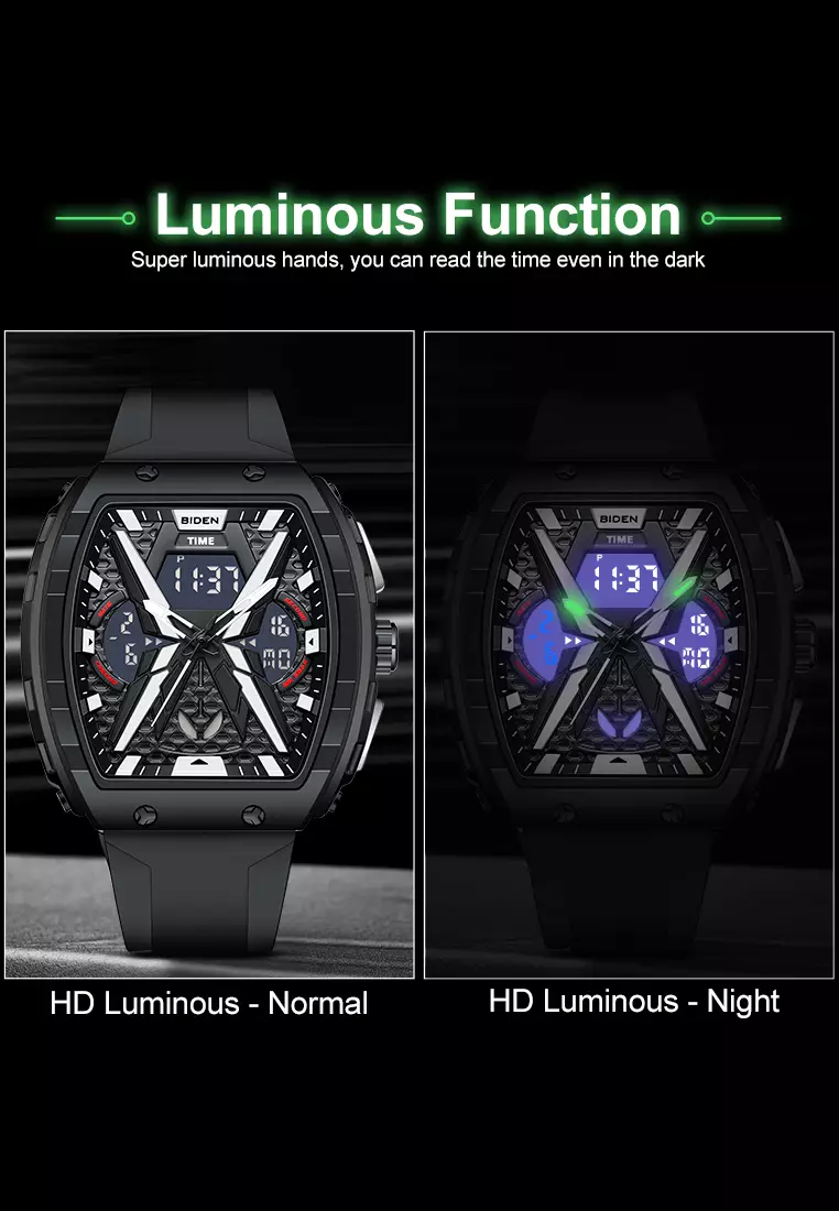 Jam Tangan Pria Original Multifungsi Analog & Digital Anti Air Tali Silicone Jam Tangan Cowok Blacksilver