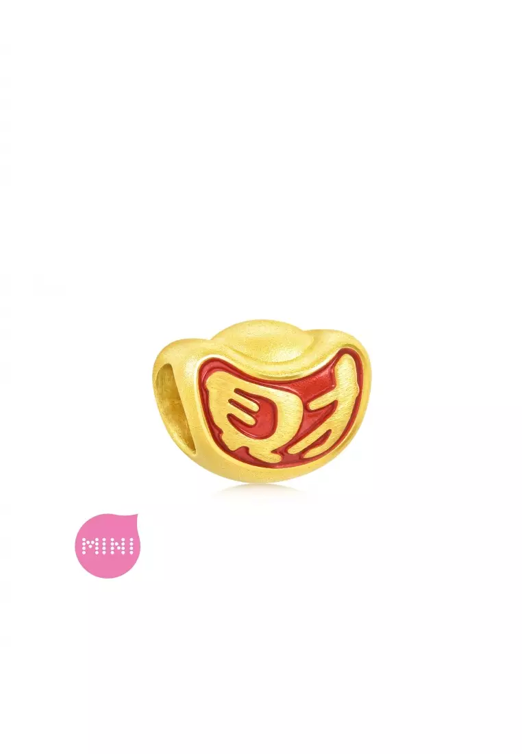 999 24K Solid Gold YuanBao Mini Charm Blessing 92981C (Bracelet not included)
