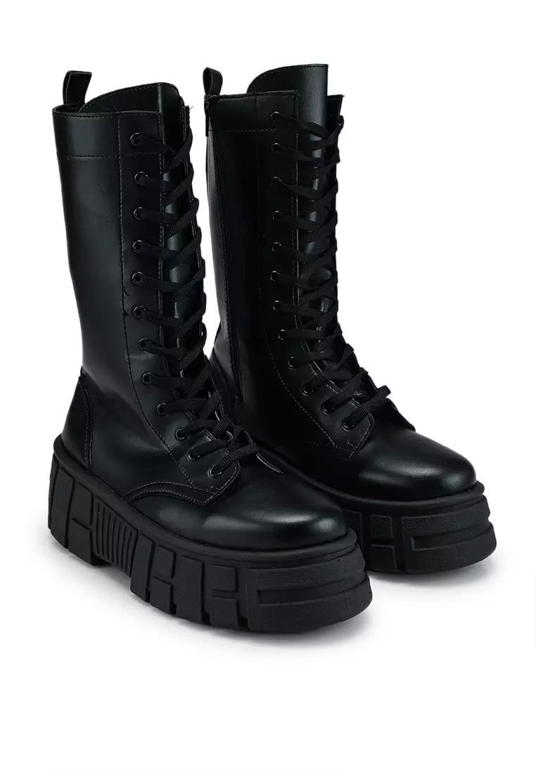 Athens 3 Chunky High Lace Up Boots