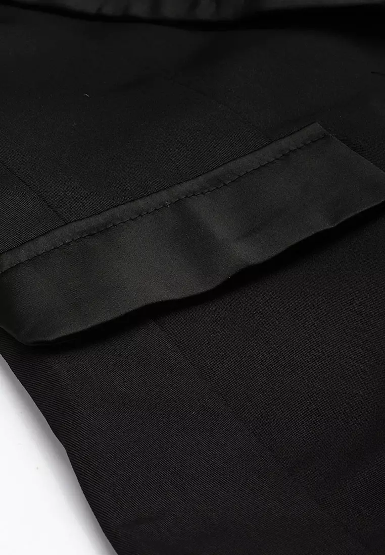 Blazer Kancing Kerah Lapel Warna Hitam