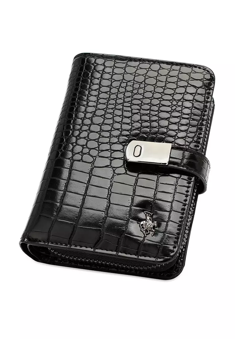 Buy Swiss Polo Women's Croc Wallet with Coin Compartment Black 2024