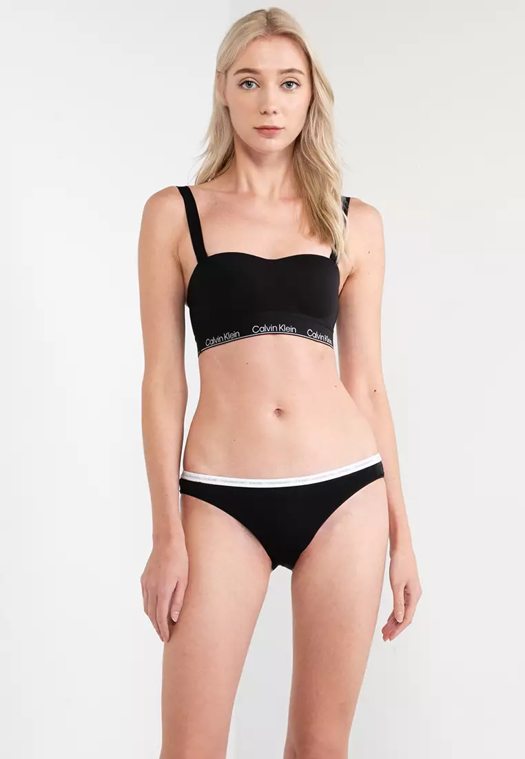 Calvin Klein Underwear Women's Modern Cotton Bikini Panties, Black, Medium  