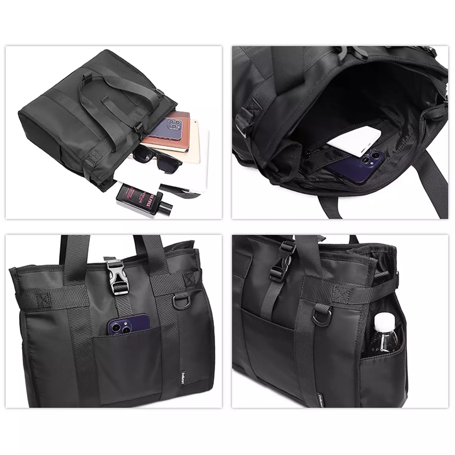 Wakakids Tas Totebag Selempang Crossbody Bag Classic Premium Nylon Tas Kerja Kuliah 2in1 K7032 Venjr Hitam