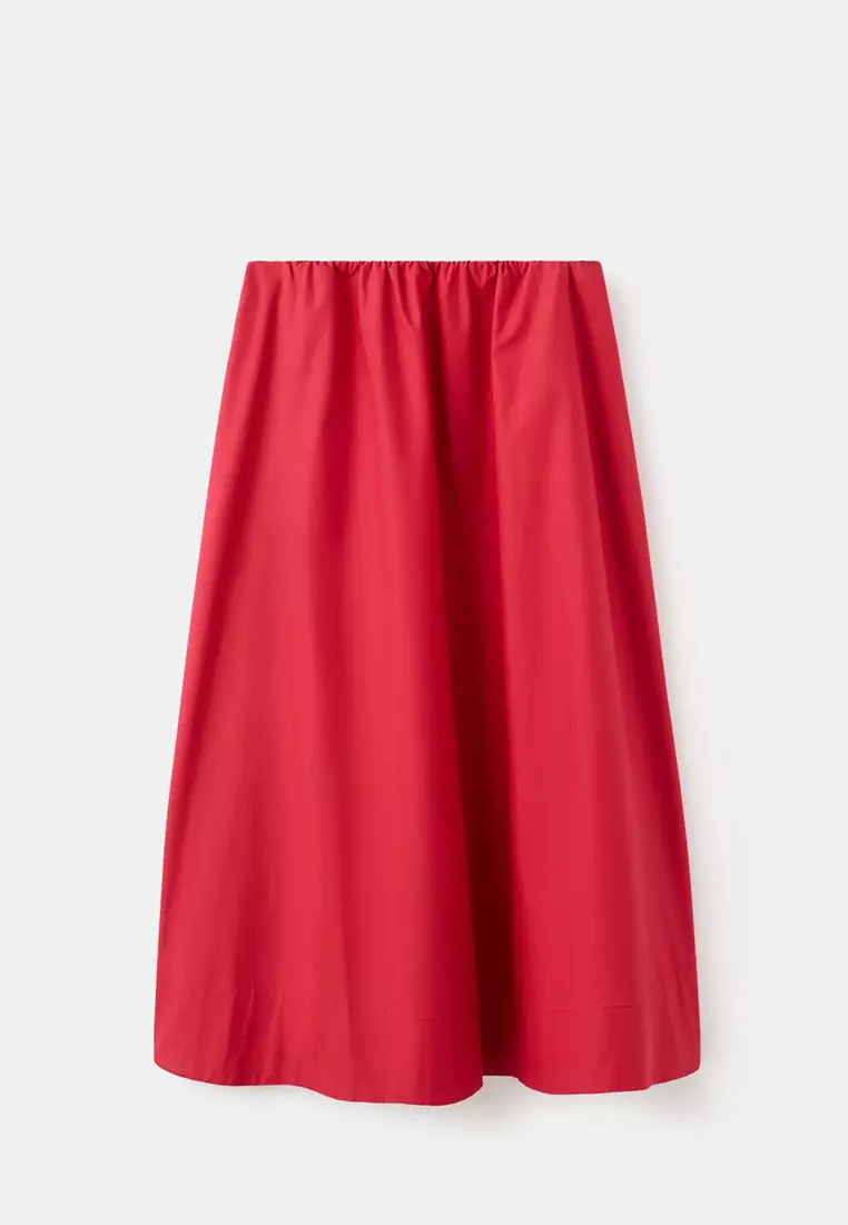 Midi Cotton Skirt With Pleats