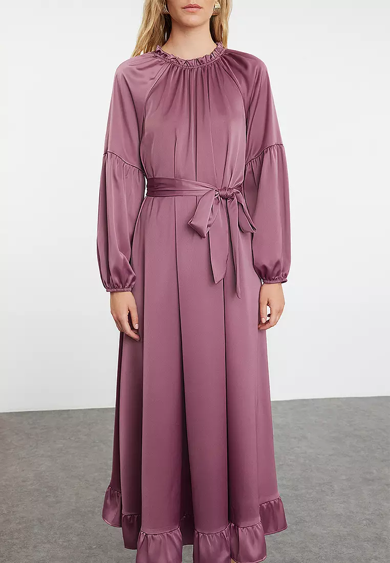 Satin Belt Detailed Dress