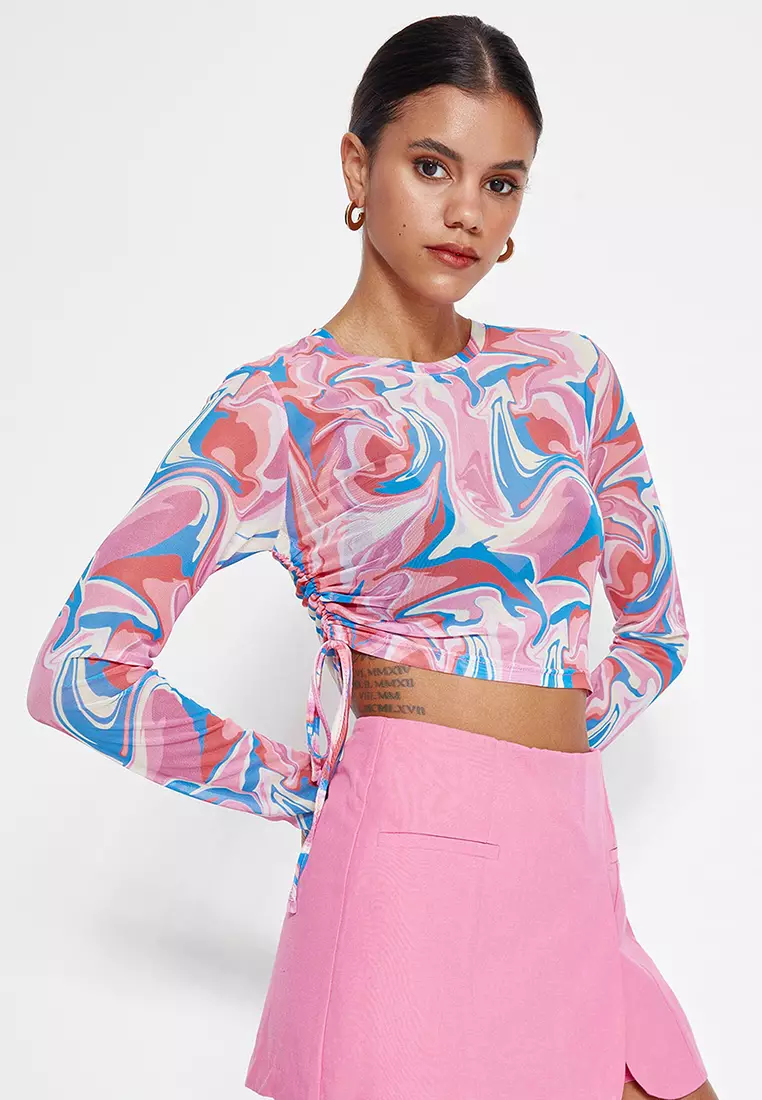 Buy Pink Printed Crop Top for Women Online