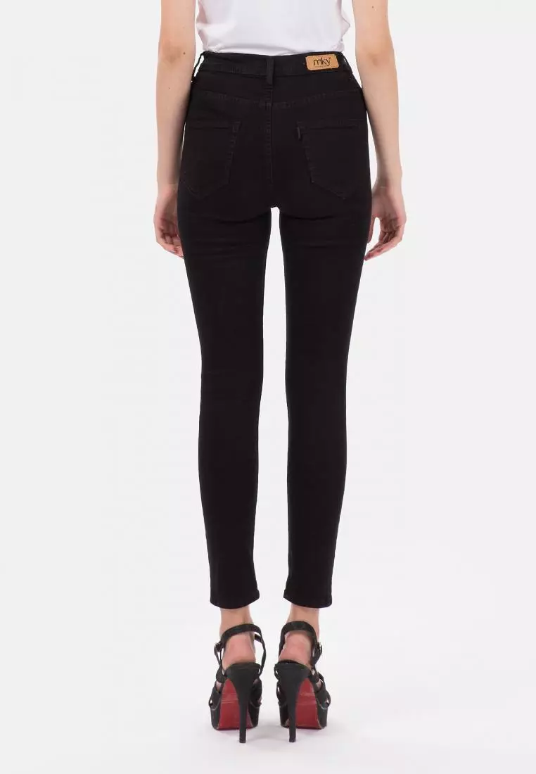 Highwaist Skinny Jeans with Pocket in Black