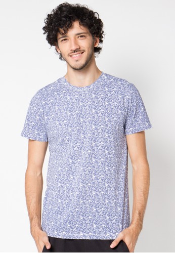 Blue Floral Print S/S Tee