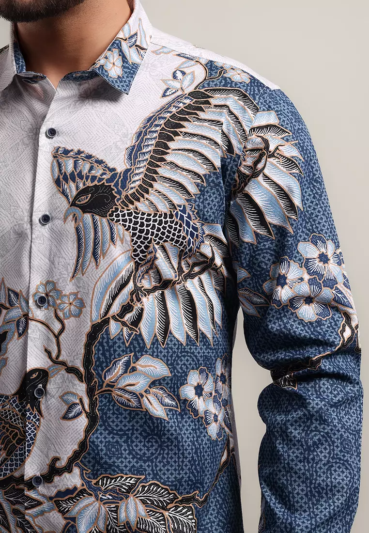 MOC - Kemeja Batik Pria Lengan Panjang Nurras - Blue