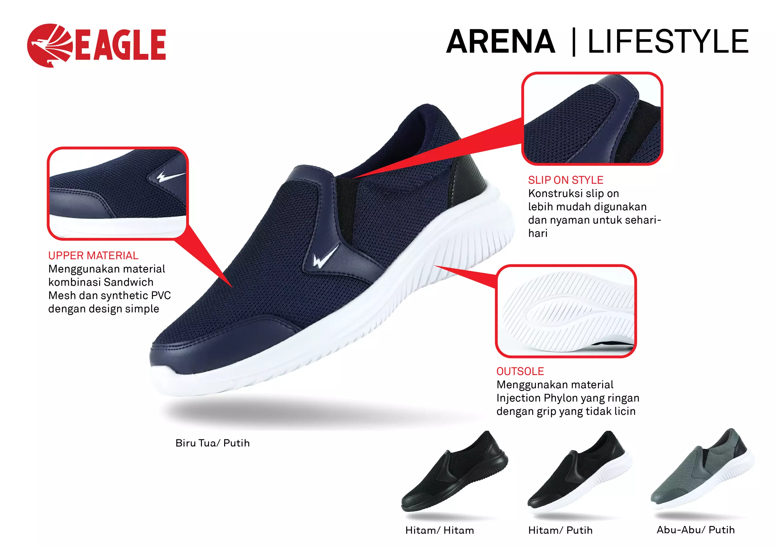 Eagle Sepatu Sneakers Lifestyle Arena - ABU TUA/PUTIH