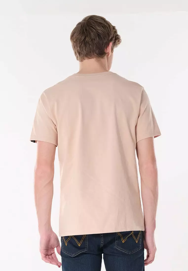 Chest Logo Print T-Shirt for Mens in Warm Beige Color