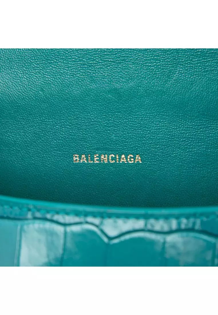 Pre-Loved Balenciaga Croc Embossed Calfskin Hourglass Top Handle Bag Xs