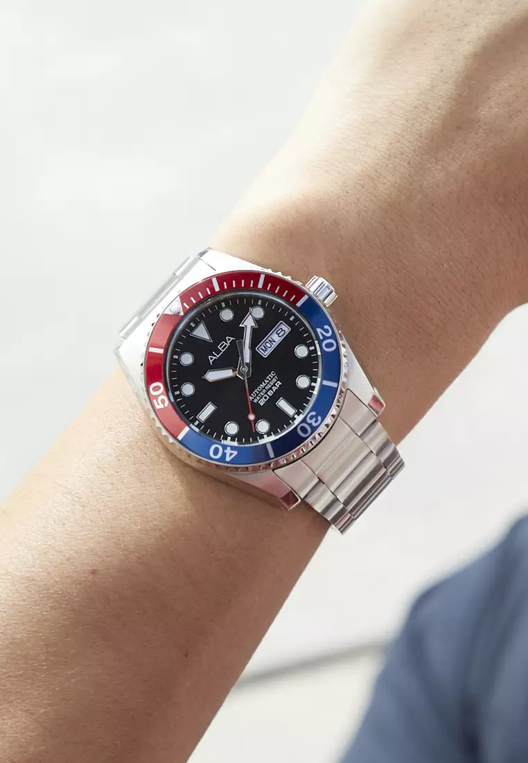 ALBA AL4291 AL4291X1 SILVER RED BLUE RING AUTOMATIC