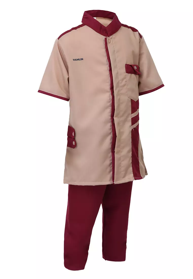 Jourell Setelan Koko Anak Laki-laki Motif Polos Childrens Shirt Lengan Pendek Material Cotton ORIGINAL - Cream