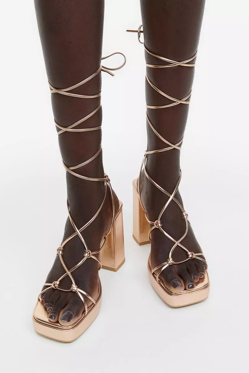 Gold Tie Strap Sandals H&m Buy H&M Block-heeled Platform