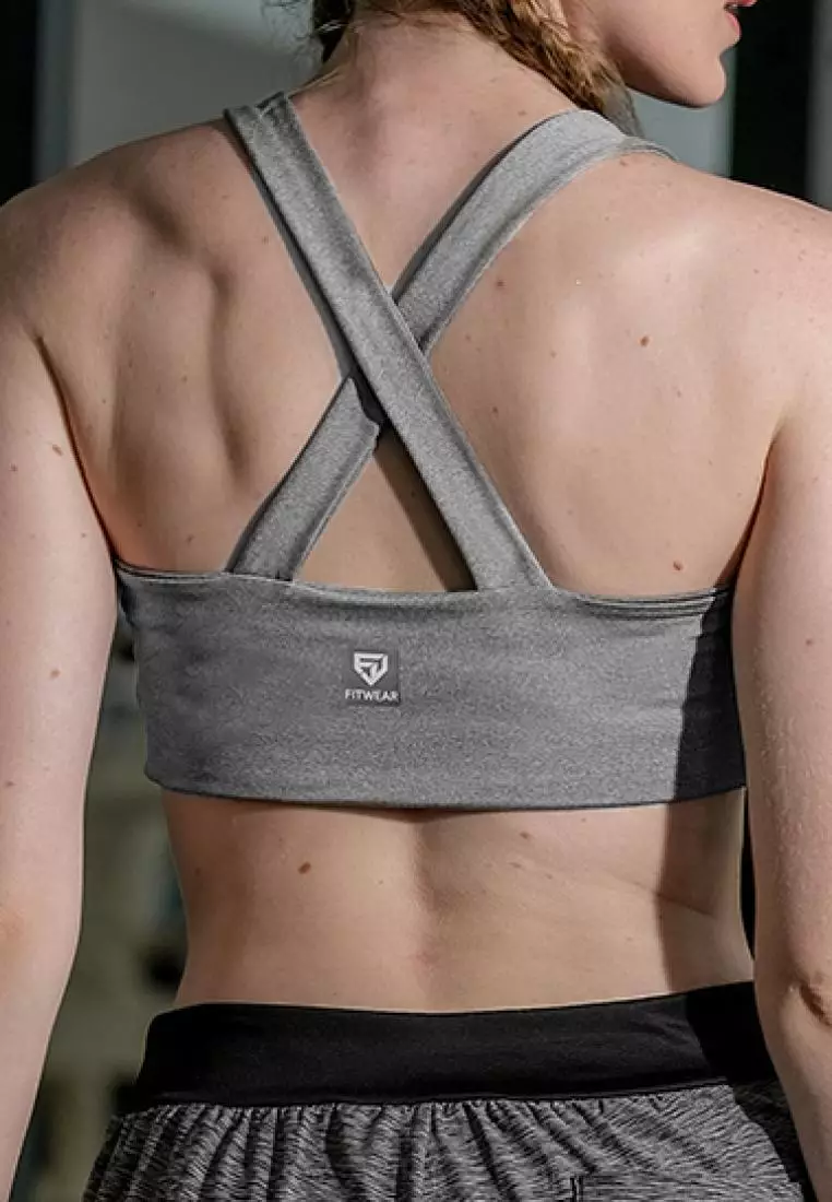 Fitwear - Sportbra Olahraga Wanita ANASTASIA [CROSS PLAIN] - GRAY MARLE