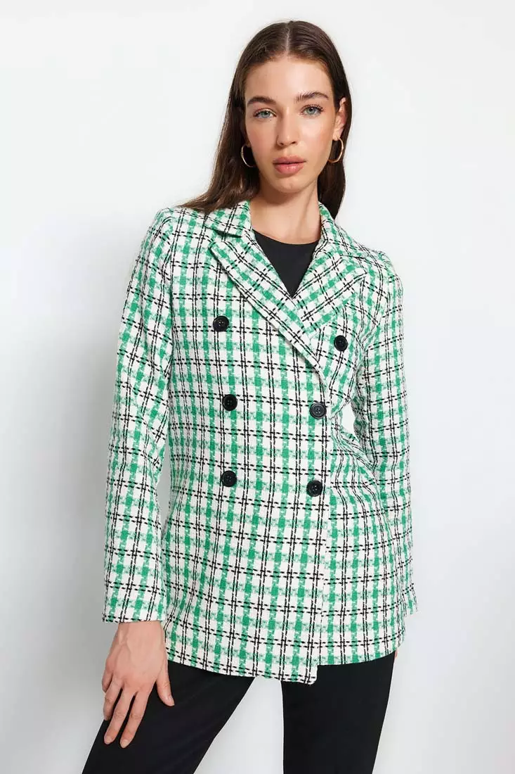 Checkered deals blazer jacket