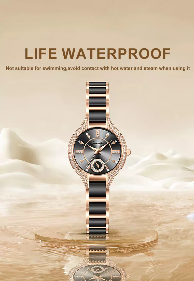 Jam Tangan Wanita Besi Rantai Analog Terbaru 8010 Mode Jam Tangan Cewek black