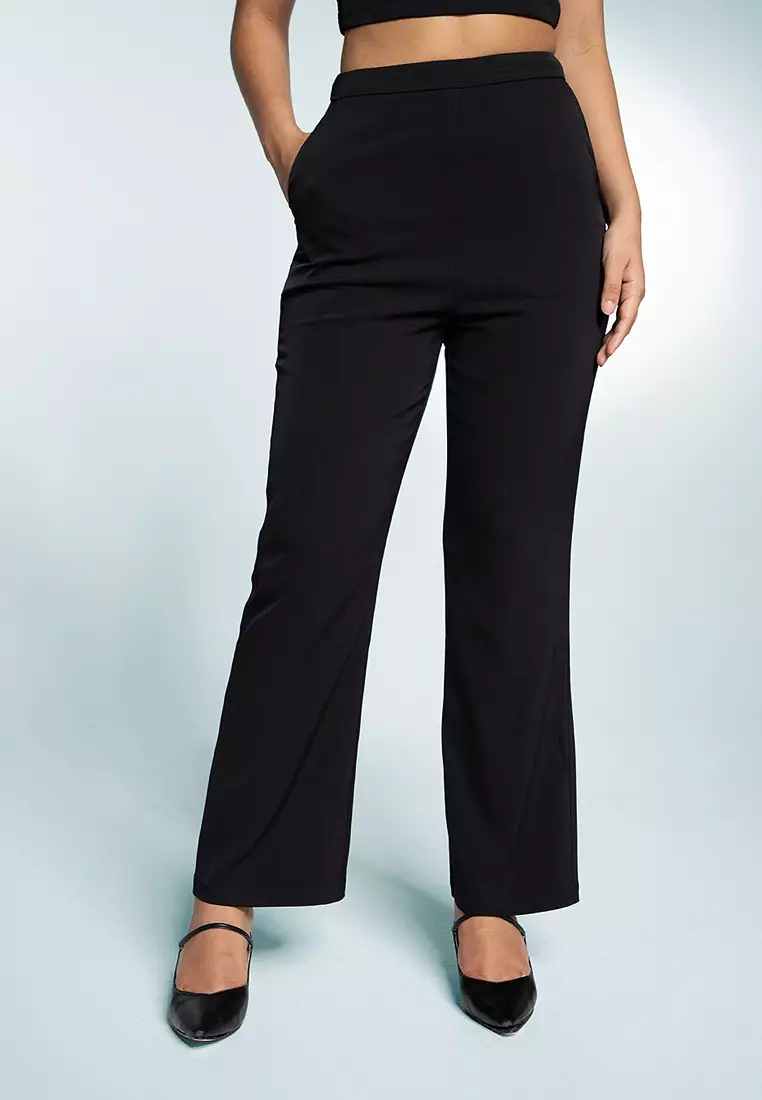 Straight leg black slacks on sale
